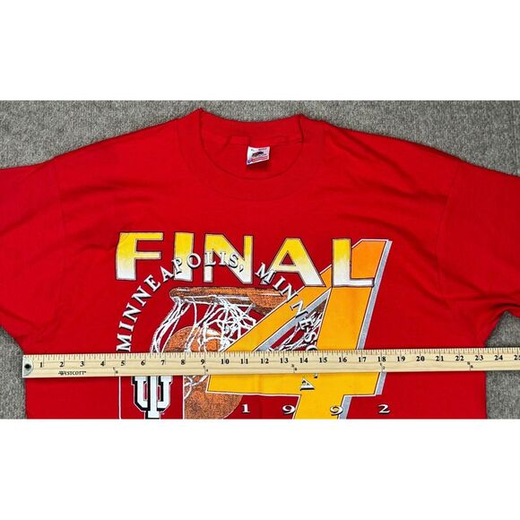Fruit Of The Loom Vtg Made In USA 1992‎ Indiana Hoosiers NCAA Final 4 T-Shirt XL - Picture 9 of 11